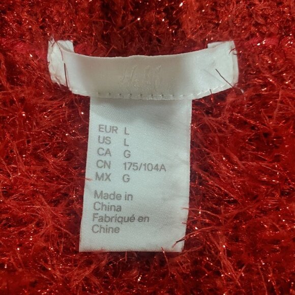 H & M Women's Oversized Red Valentine's Day Sparkle Sweater Long-Sleeved… - Picture 7 of 9